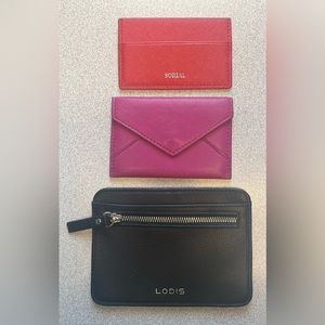 Various Brands Set of 3 Card Holders Red Black Pink Credit or Business Cards ID